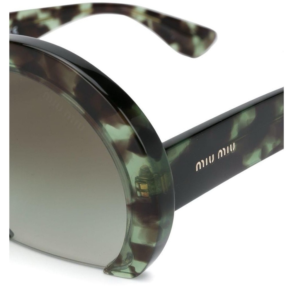Miu Miu Women's Green Tortoise Shell Cut-Off Roun… - image 4